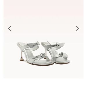 Brand New In Box Alexandre Birman Clarita Square Flare in silver